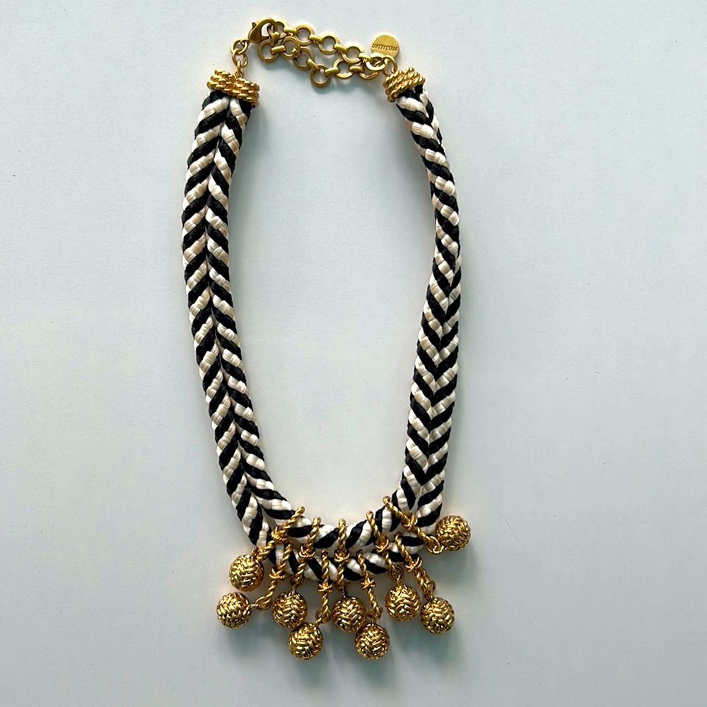 Stella and Dot Black white and gold statement necklace